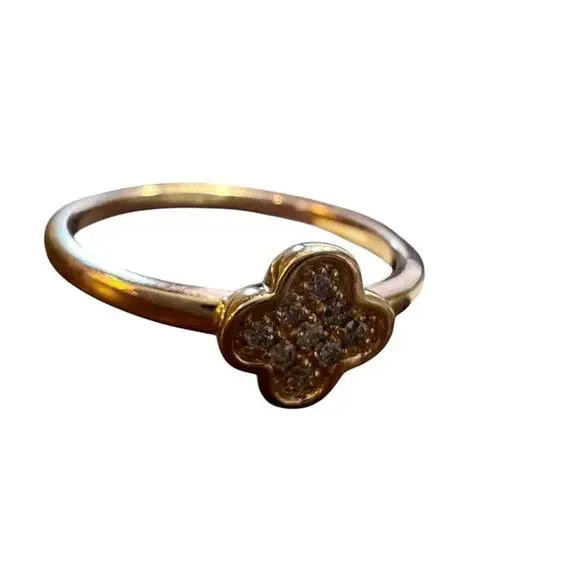 **SOLD** EFFY ENY Women's 14K Yellow Goldplated Sterling Silver Diamond Floral - Picture 8 of 11